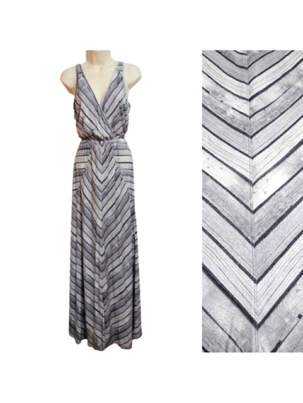 Quiksilver Chevron Striped V-Neck Sleeveless Maxi Dress X-Small